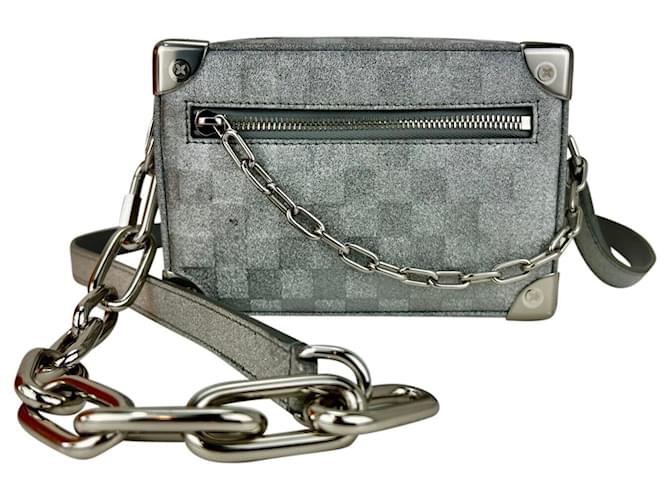 Louis Vuitton Bag Limited Edition Mini Silver Soft Trunk Damier Glitter A1009  Cuir  ref.641523