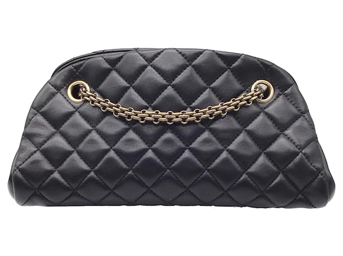 Chanel Beige Quilted Crackled Leather Medium Just Mademoiselle Bowling Bag