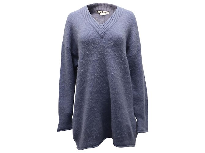 Acne Studios – Keandra – Pullover mit V-Ausschnitt aus blauem Nylon Hellblau 