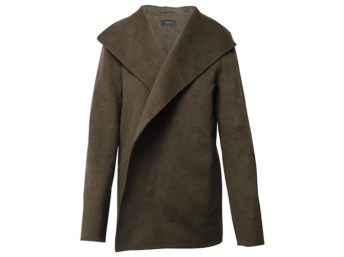 Joseph Jacket with Drape Shawl Collar in Olive Green Wool
