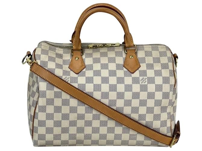 Louis Vuitton Louis Vuitton Hand Bag Speedy 30 Bandouliere Damier Azur Bag Added  Insert A997  Leather  ref.641642