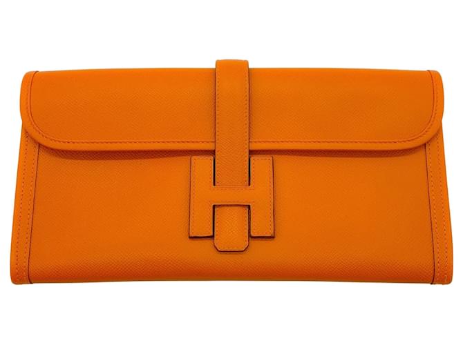 Hermès Hermes Jige 29 Orange Leather Clutch   ref.641649