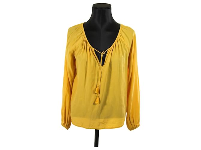 Top Sézane 36 Soie Jaune  ref.641714