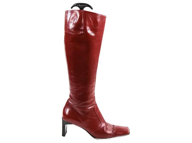Sergio Rossi Boots  35 Red Leather  ref.642995