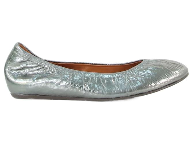 Lanvin Ballerinas 39 Silvery Leather  ref.643049