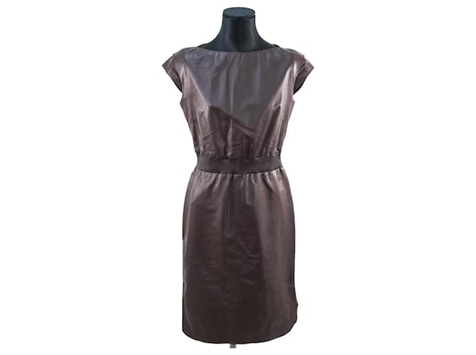 Maison Ullens House Ullens dress 40 Brown Leather  ref.643331