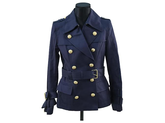 Balmain Jacket S Blue Cotton  ref.643332