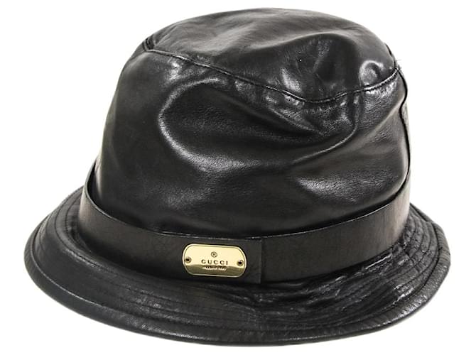 Gucci Hats L Black Leather  ref.644475