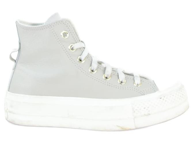 Converse sneakers 36.5 Grey Leather  ref.644660
