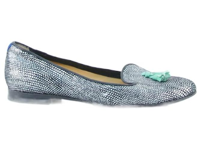 Chatelles Ballerinas 37 Silvery Leather  ref.646698