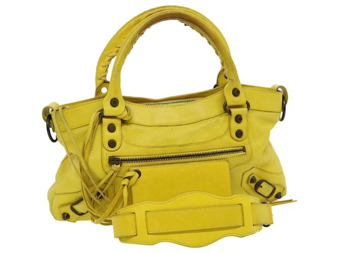 BALENCIAGA City Bag Hand Bag Leather 2way Yellow Auth am2767g  ref.647138