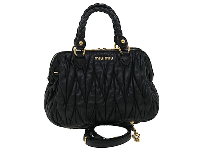 Miu Miu MiuMiu Matelasse Hand Bag Leather 2way Black Auth fm1623  ref.647290