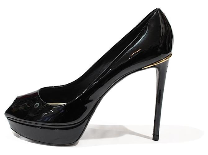 Louis Vuitton Heels Black Golden Patent leather  ref.647577