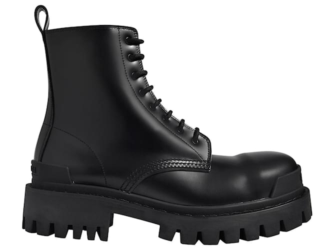 Balenciaga Streik Bootie L20 Stiefeletten aus schwarzem Glattleder  ref.647889