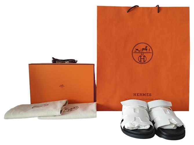 Hermès Hermes Chipre en cuero blanco y negro  ref.648338