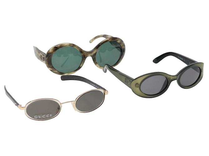 Gafas de sol Gucci 3Set Verde Plata Auth ac930 Plástico  ref.648408