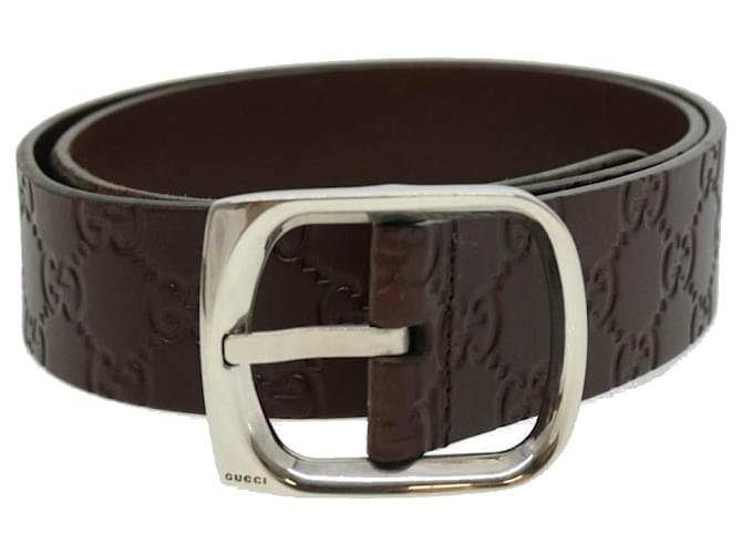 GUCCI GG Canvas Belt Leather 39.4"" Brown Auth hk470  ref.648425