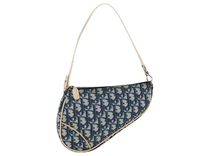 Christian Dior Trotter Canvas saddle Pouch PVC Leather Navy Auth cl136 Navy blue  ref.648496