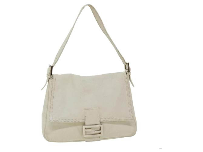 FENDI Mamma Baguette Shoulder Bag Leather White Auth bs1984  ref.648569