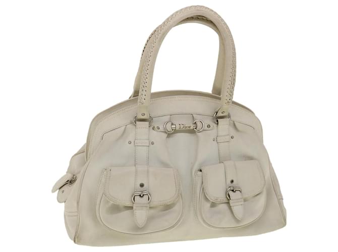 Christian Dior Shoulder Bag Leather White Auth gt2766  ref.648591