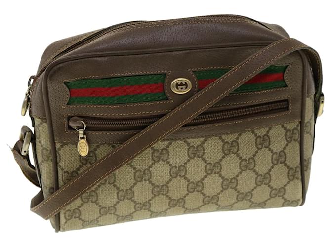 GUCCI GG Canvas Web Sherry Line Shoulder Bag Beige Red Green Auth bs1896  ref.648597