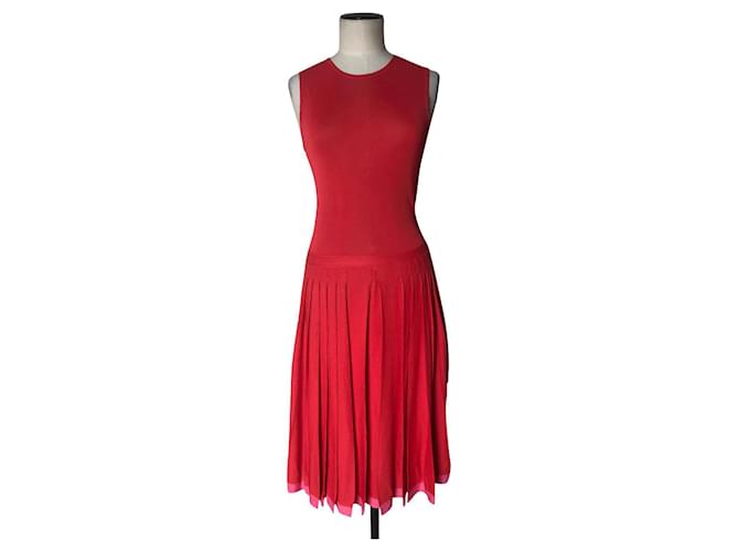 Christian Dior Dresses Red Viscose  ref.646994