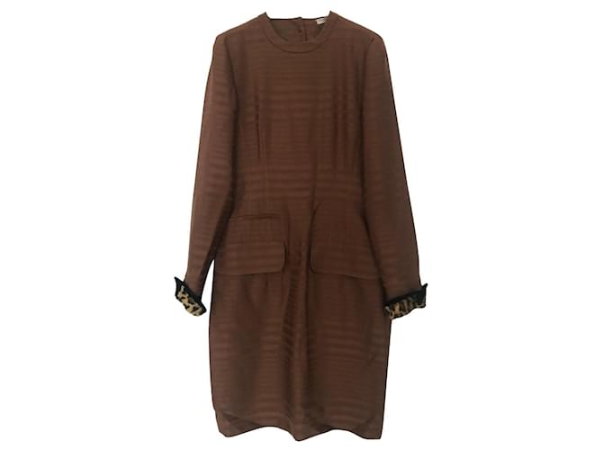 Dior Dresses Brown Wool  ref.647661