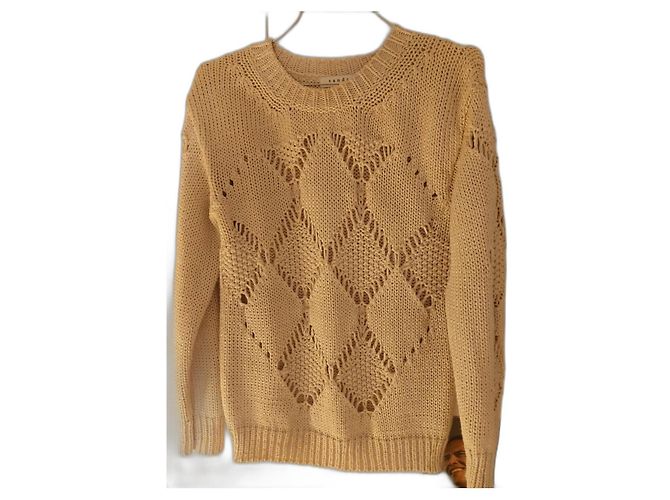 Pull Sandro en maille épaisse beige en coton