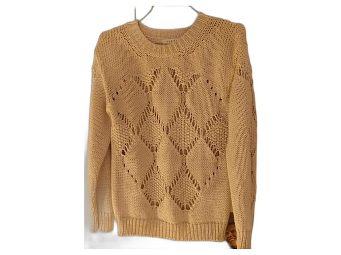 Sandro Grobstrickpullover aus Baumwolle Beige 