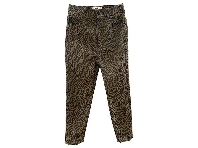 Fendi Fisheye FF Logo Hose Braun Baumwolle