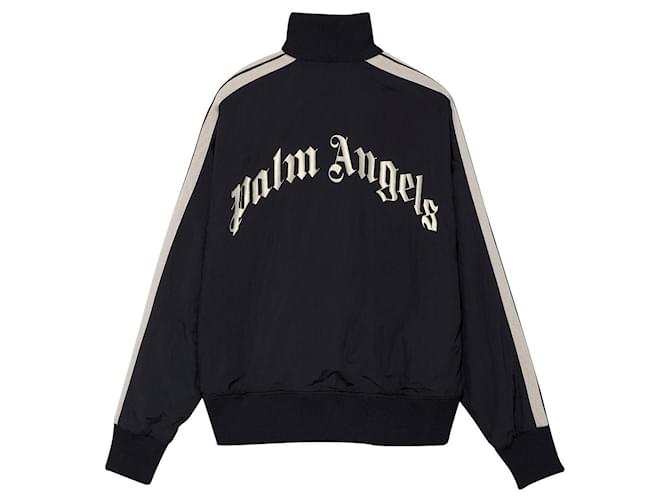 Palm Angels CURVED LOGO TRACK JACKET Black Synthetic Polyester Polyamide  ref.648657