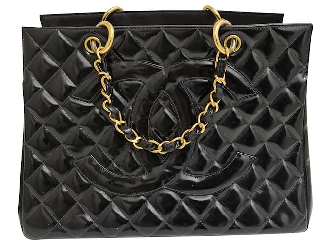 Trendy CC Chanel Quilted Matelasse CC Chain Tote Black Patent leather  ref.648686