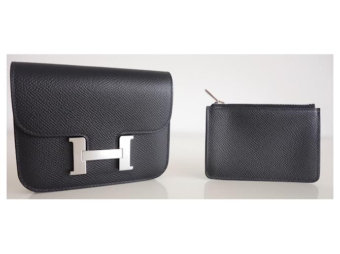 Hermès Constance Clim Wallet Black Leather  ref.648759