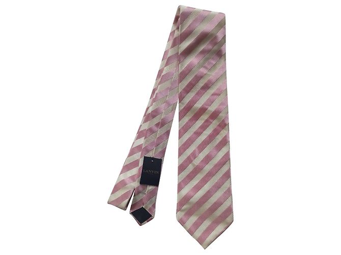 Lanvin Printed Silk Tie Pink Beige