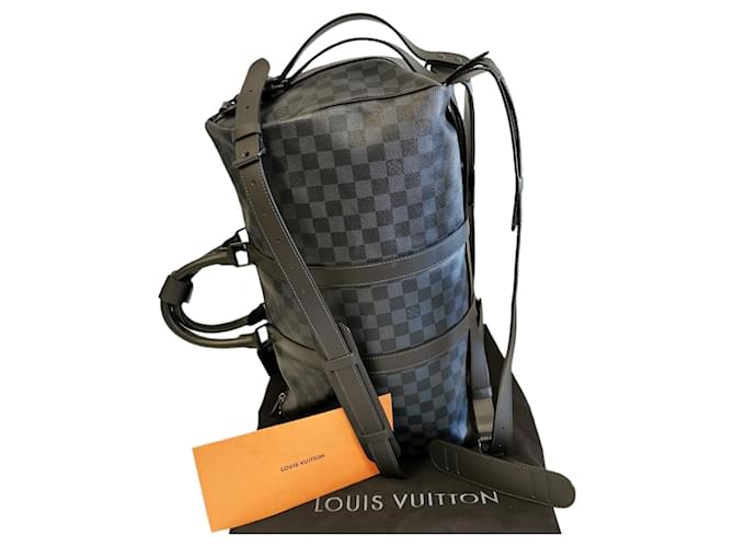 Louis Vuitton Keepall A Dos Damier Cobalt Brown Leather  ref.648882