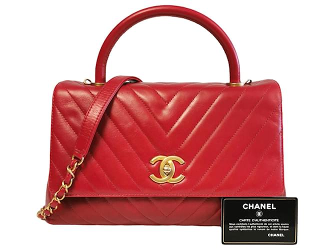 Chanel Coco Top Handle Bag Chevron Caviar Mini