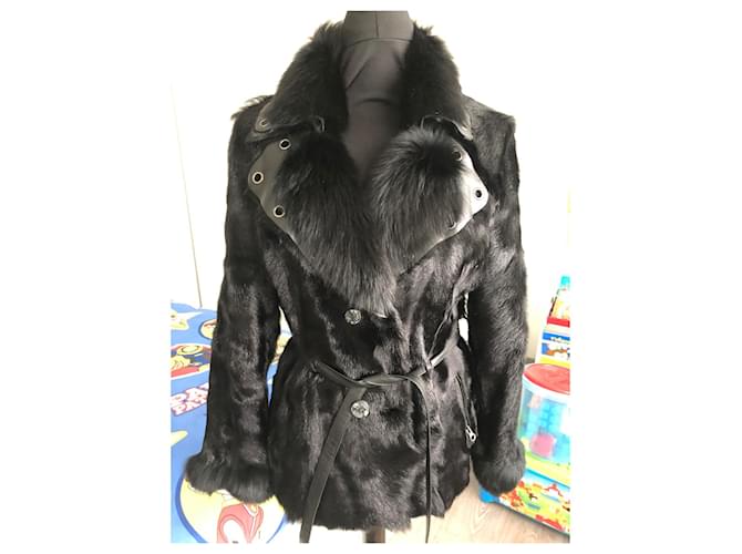Giorgio real fur jacket black size 38 neuf  ref.648920