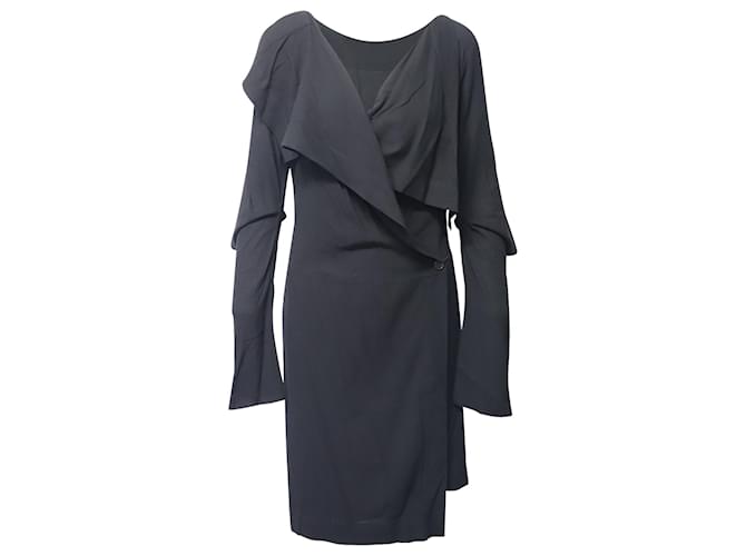 Vivienne Westwood Red Label Wrap Midi Dress in Black Viscose Cellulose fibre  ref.649008