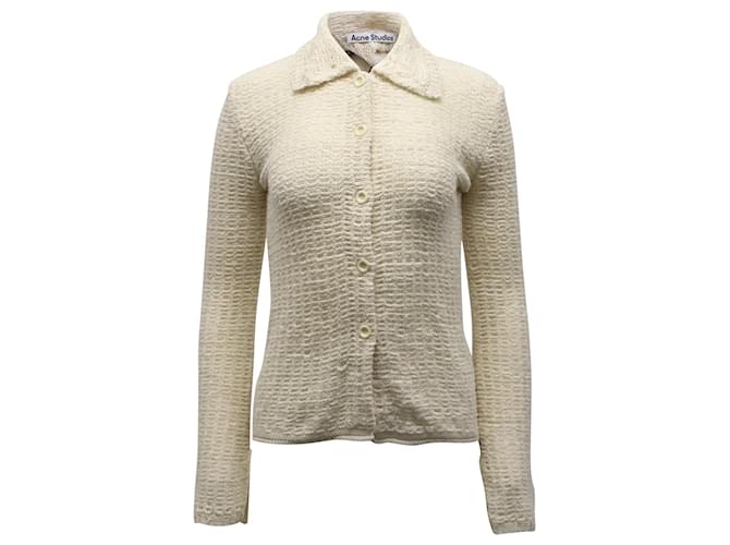 Cardigan Acne Studios lavorato a maglia all'uncinetto in cotone beige  ref.649018