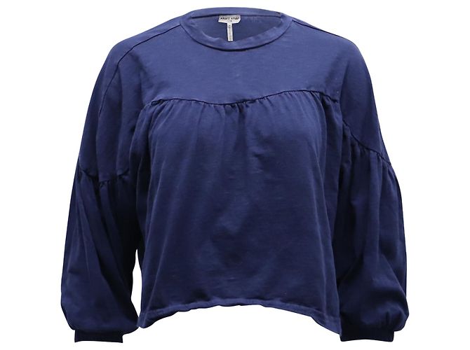 Autre Marque Camicetta arricciata Apiece Apart Vida in cotone blu navy