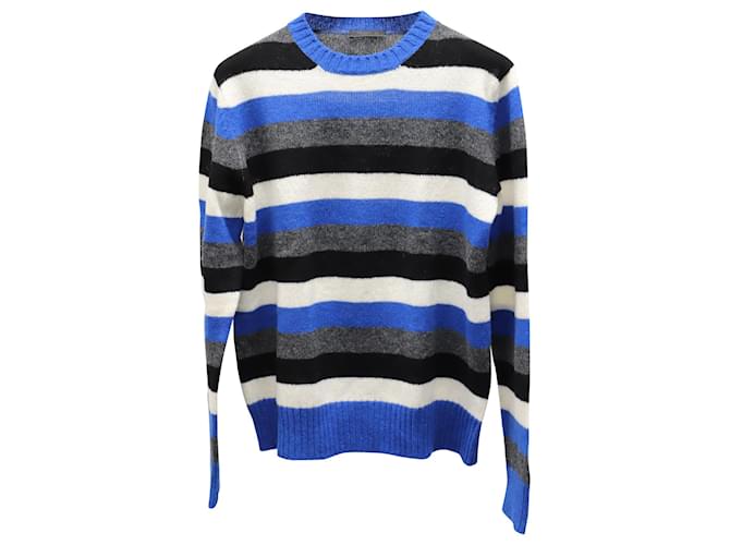 Prada Striped Sweater in Blue Wool  ref.649023