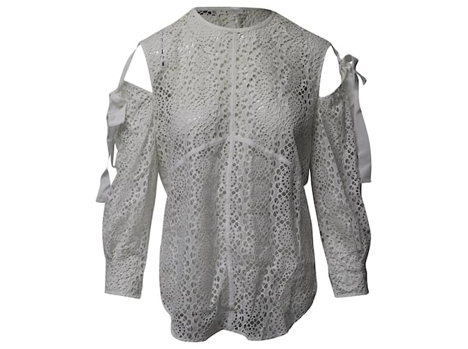 Blusa de algodón blanco con hombros descubiertos y encaje de Sandro Paris  ref.649062