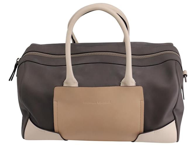 Brunello Cucinelli Duffel Bag in Grey Leather  ref.649066