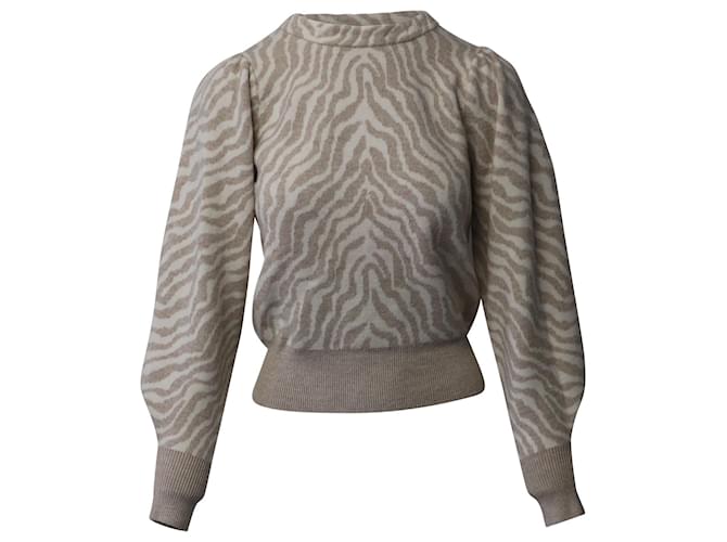 Ulla Johnson Massey Zebra Print Sweater in Beige Wool   ref.649079