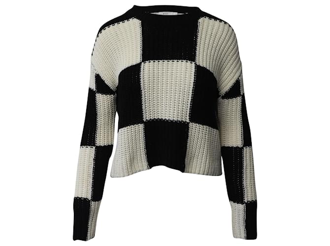 A.L.C. Checked Knit Sweater in Black and White Cotton  Multiple colors  ref.649081