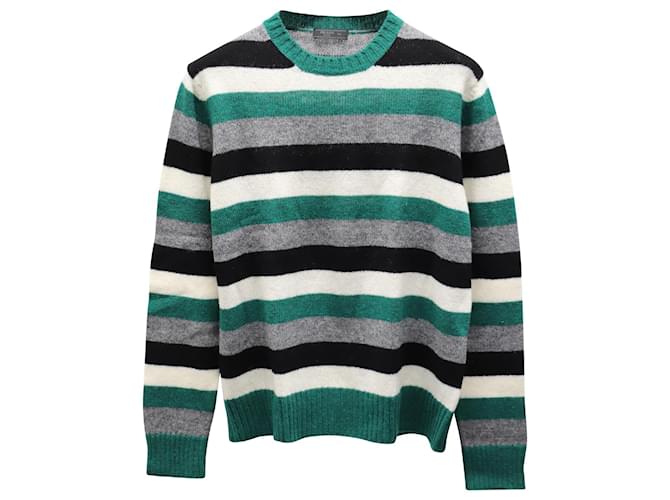 Prada Striped Sweater in Blue Wool  ref.649084