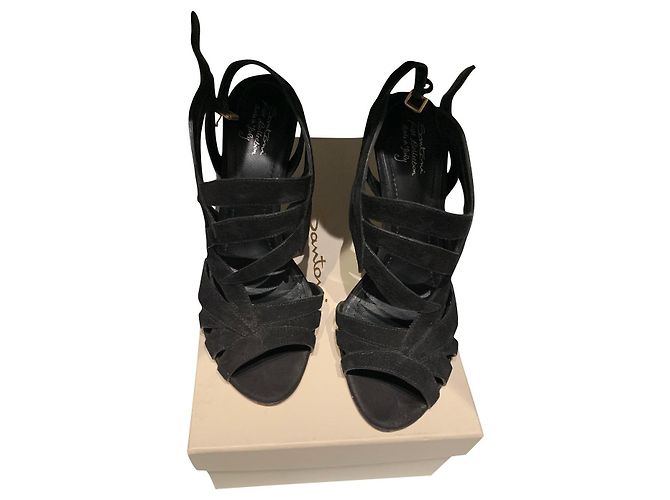 Sandali Santoni in pelle nera Nero