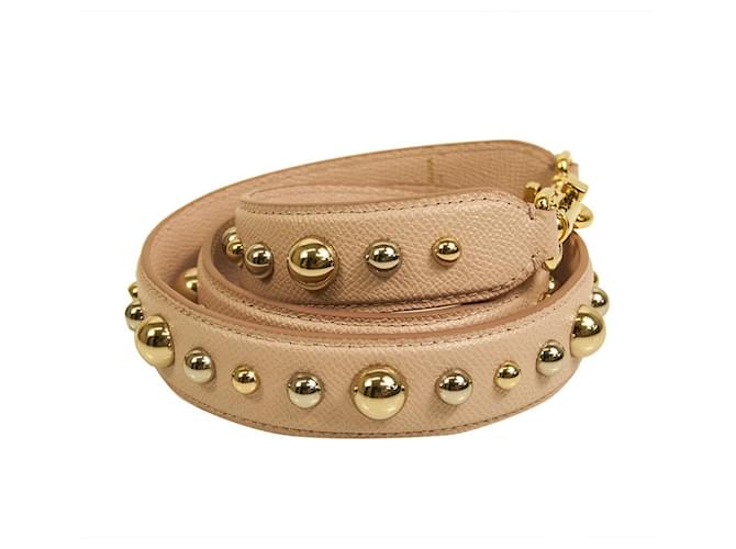 Dolce & Gabbana Dolce&Gabbana Correa para bolso de hombro en tono dorado con tachuelas de piel rosa Cuero  ref.649092