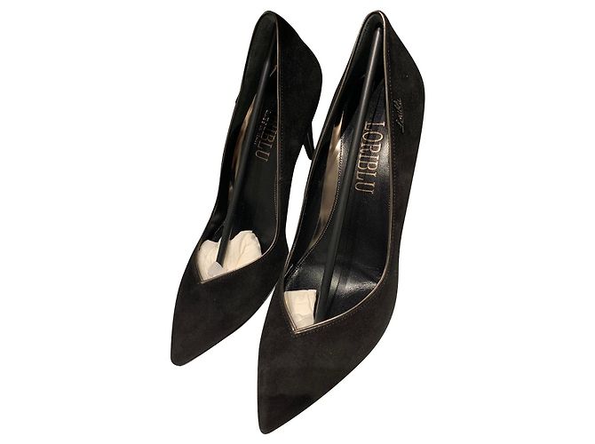 Loriblu Black Leather Heels Size 39