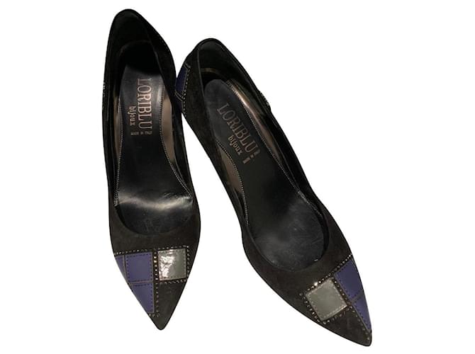 Loriblu Heels Black Purple Navy blue Leather  ref.649094